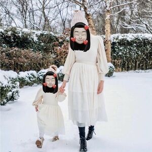 IVY CITY CO - The Cosette - Cream Tiered Long Sleeve Dress - XS